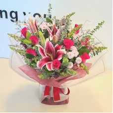 Lilies and Roses Bouquet (Colour at Your Choice)