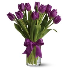 Passionate Purple Tulips in Vase