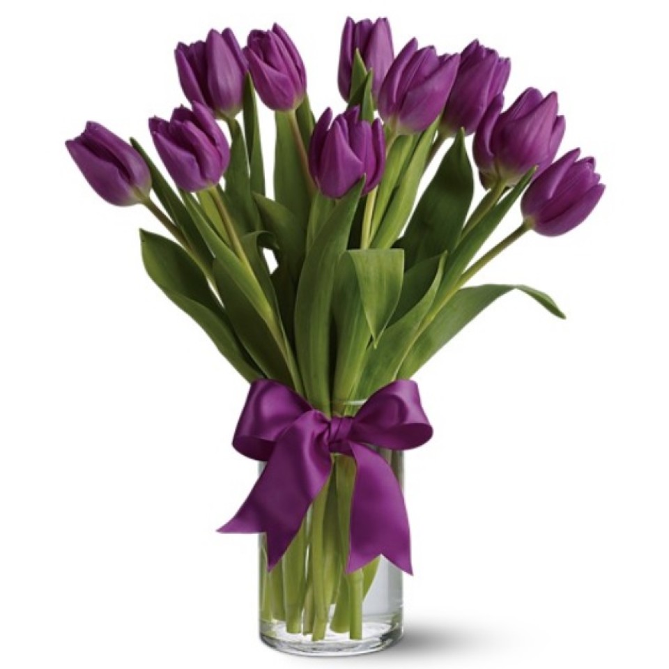 Passionate Purple Tulips in Vase