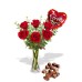 6 Roses package with Chocolate Box and I Love You air Balloon