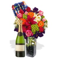 Mixed Bouquet Package , Bubble Wine and air Balloon