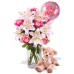 Oriental and Rose Package , Medium Teddy Bear and balloon