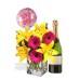 Asiatic and Gerbera Package White Wine and  Its a GIRL air Balloon