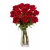 12 Long Stem Premium Roses in Vase 