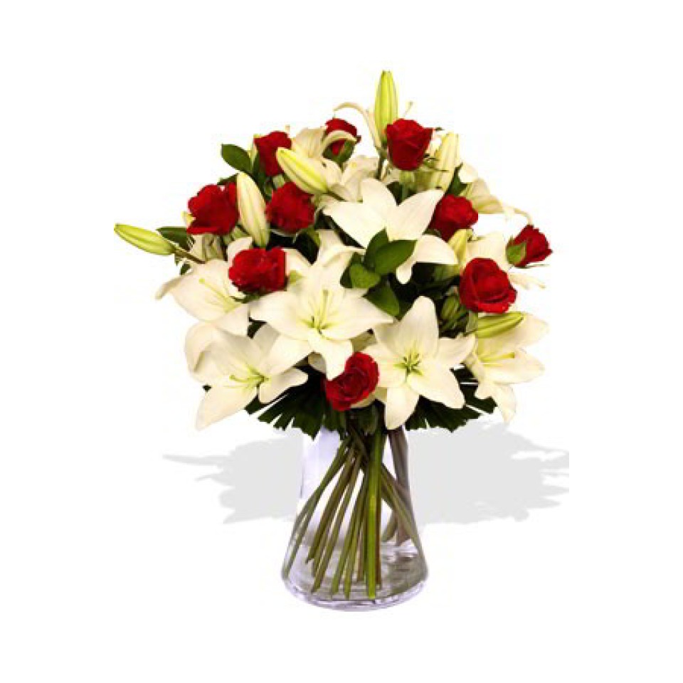 10 Roses and 7 Asiatic Lily Vase Bouquet 10 Roses and 7 Asiatic Lily Vase Bouquet